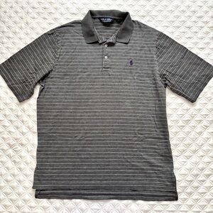 Ralph Lauren Polo Golf Gray White Purple Striped Polo 100% Pima Cotton Size L